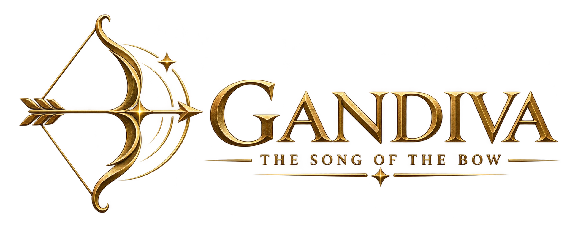 Gandiva: The Song of the Bow, a golden bow and arrow title emblem
